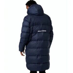 Helly Hansen Men's Size Small Navy Active Long Winter Parka Spell Out Puffer